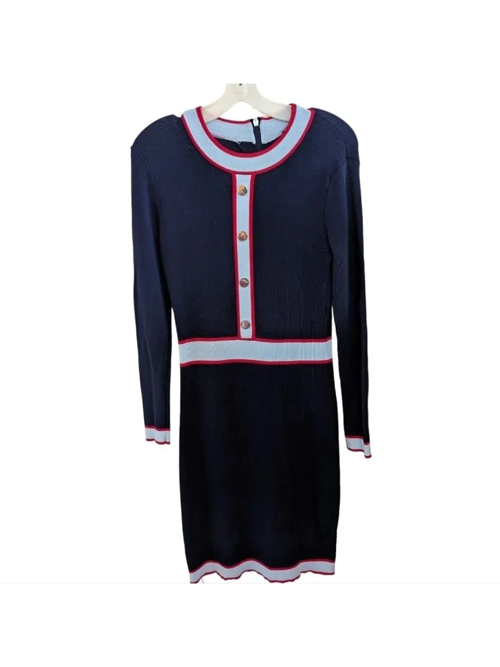Alexia Admor Betty Red, Lte Blue & Navy color block knit dress Size Medium EUC - Picture 3 of 10
